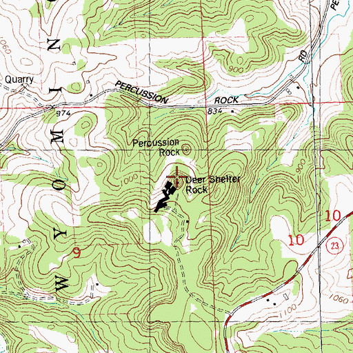 Topographic Map of Deer Shelter Rock, WI