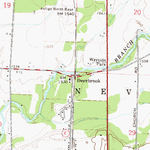 Topographic Map of Deerbrook, WI