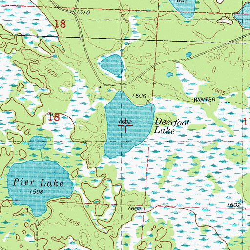 Topographic Map of Deerfoot Lake, WI