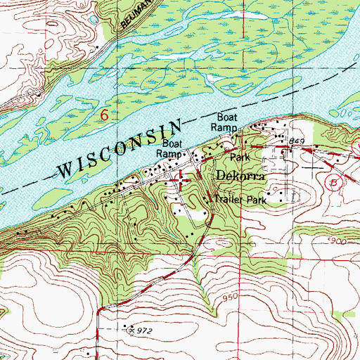 Topographic Map of Dekorra, WI