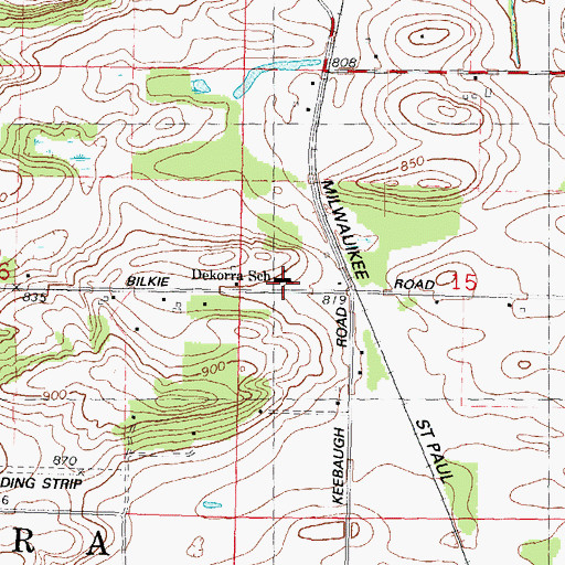 Topographic Map of Dekorra Elementary School, WI