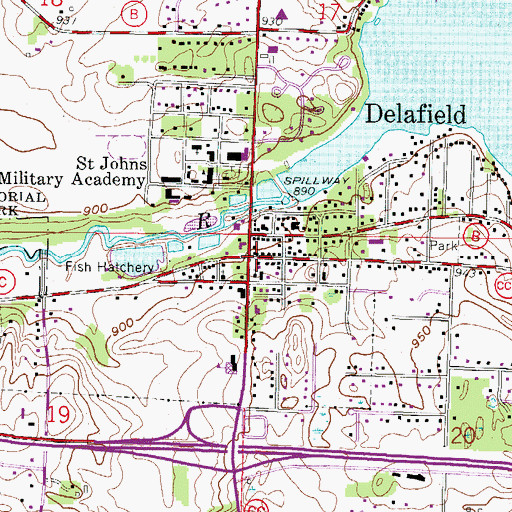 Topographic Map of Delafield, WI
