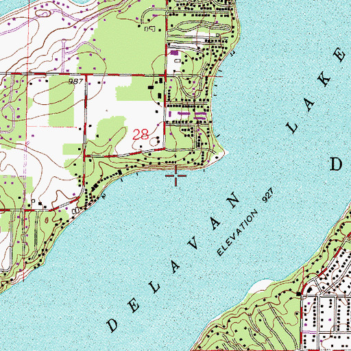 Topographic Map of Delavan Lake, WI