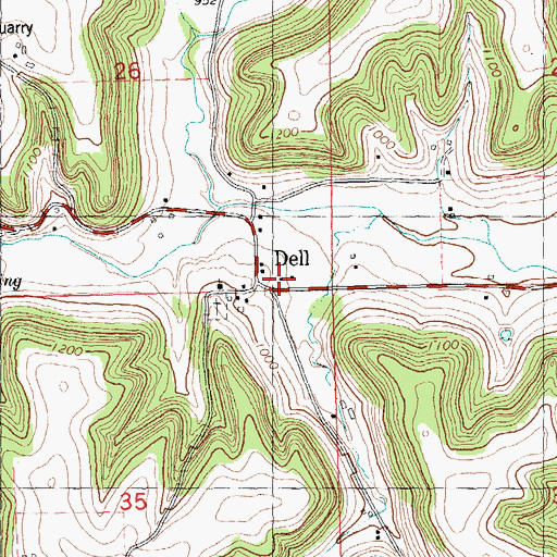 Topographic Map of Dell, WI