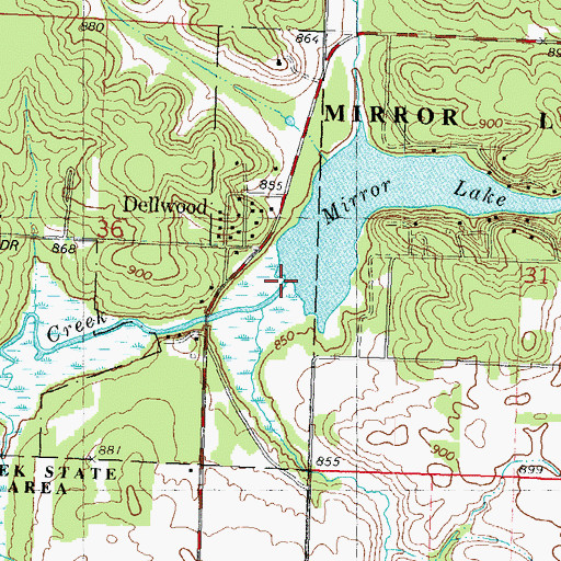 Topographic Map of Dell Creek, WI