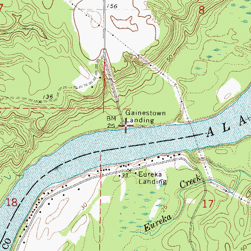 Topographic Map of Gainestown Landing, AL