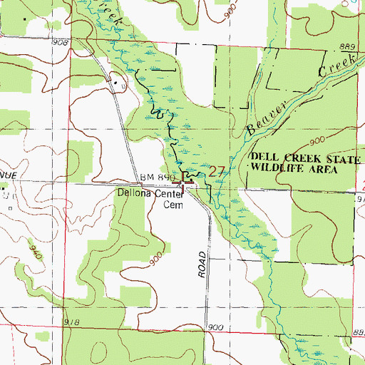 Topographic Map of Dellona Center Cemetery, WI