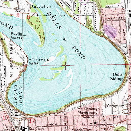Topographic Map of Dells Pond, WI