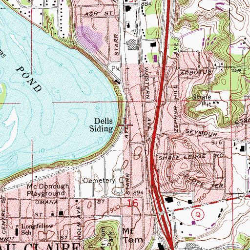 Topographic Map of Dells Siding, WI