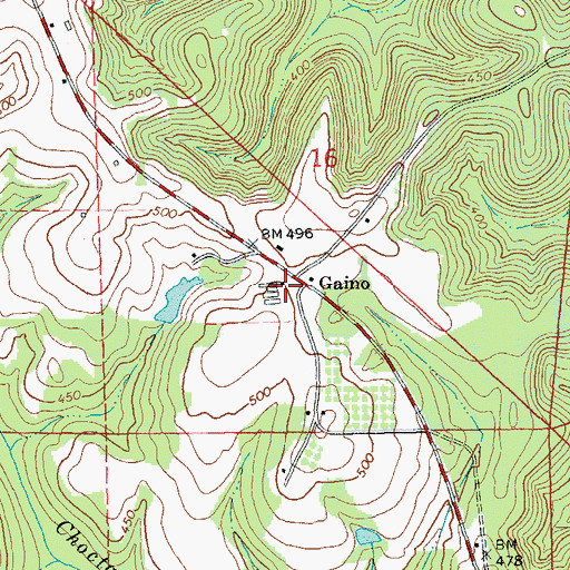 Topographic Map of Gaino, AL