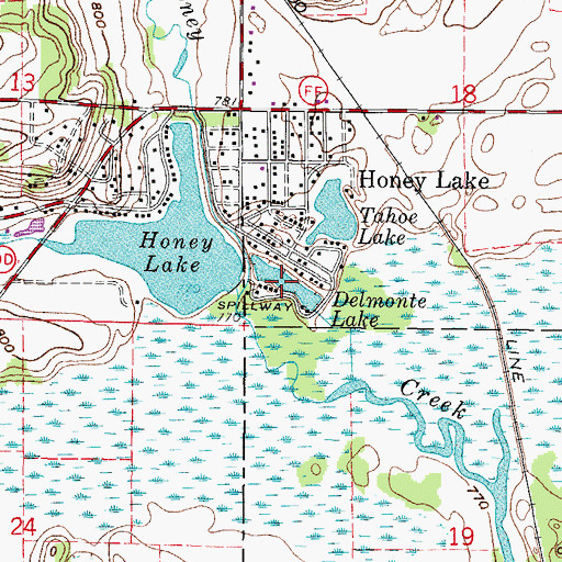 Topographic Map of Delmonte Lake, WI