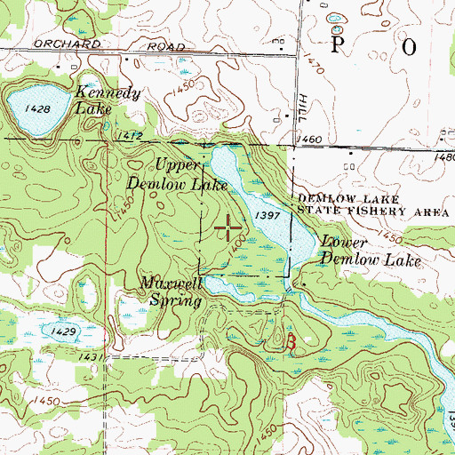 Topographic Map of Demlow Lake State Fishery Area, WI