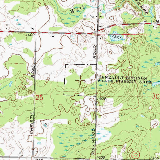 Topographic Map of Deneault Springs State Fishery Area, WI