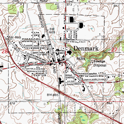 Topographic Map of Denmark, WI