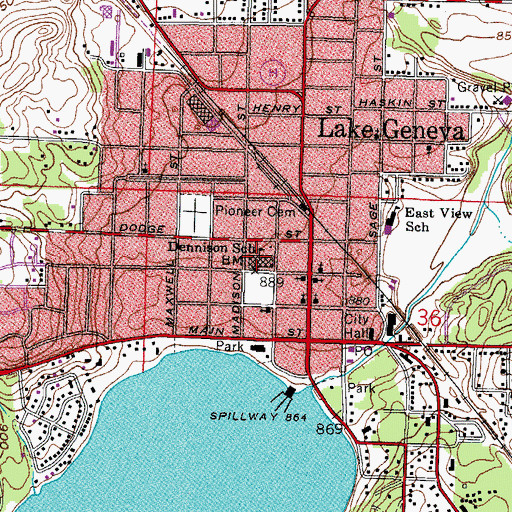 Topographic Map of Denison Middle School, WI