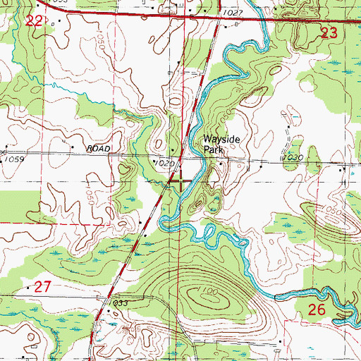 Topographic Map of Dent Creek, WI
