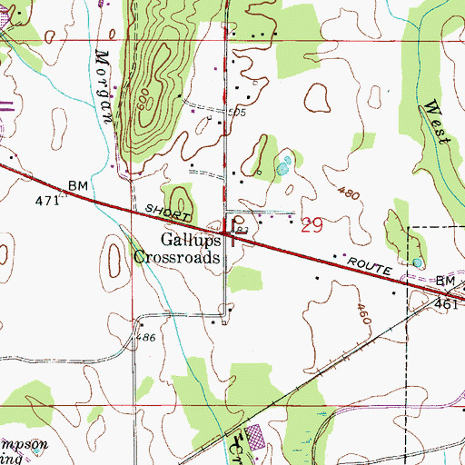 Topographic Map of Gallups Crossroads, AL