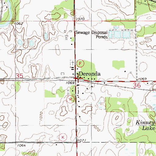 Topographic Map of Deronda, WI