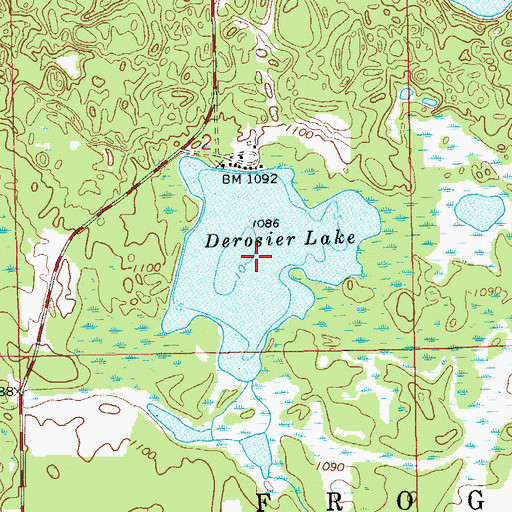 Topographic Map of Derosier Lake, WI