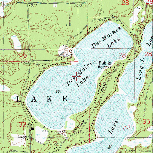Topographic Map of Des Moines Lake, WI