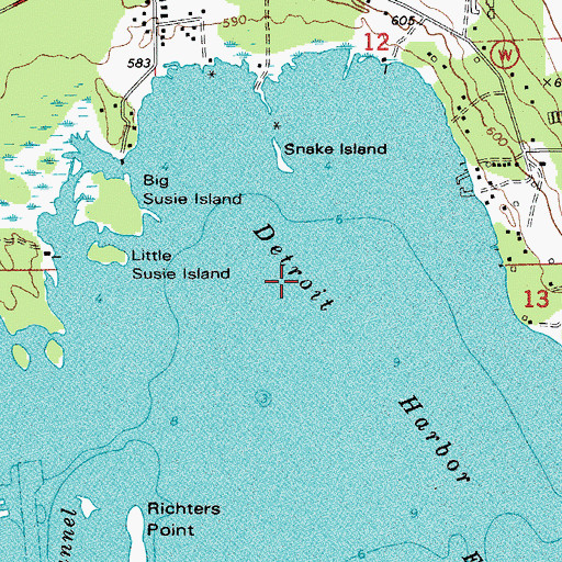 Topographic Map of Detroit Harbor, WI