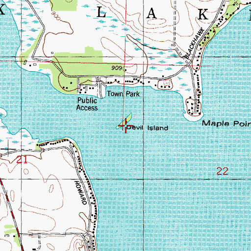 Topographic Map of Devil Island, WI