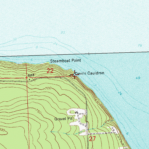 Topographic Map of Devils Cauldron, WI