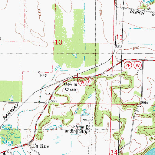 Topographic Map of Devils Chair, WI