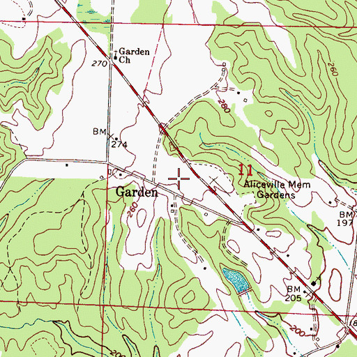 Topographic Map of Garden, AL