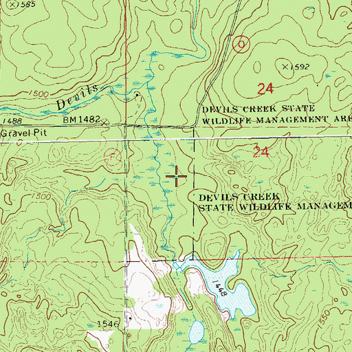 Topographic Map of Devils Creek State Wildlife Management Area, WI