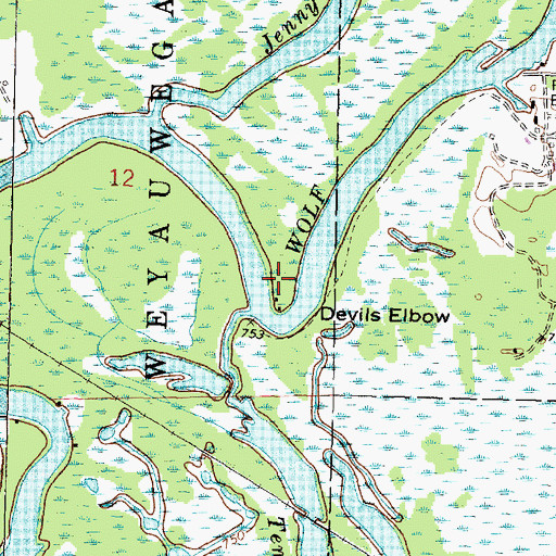 Topographic Map of Devils Elbow, WI