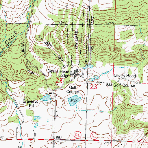 Topographic Map of Devils Head Lodge, WI