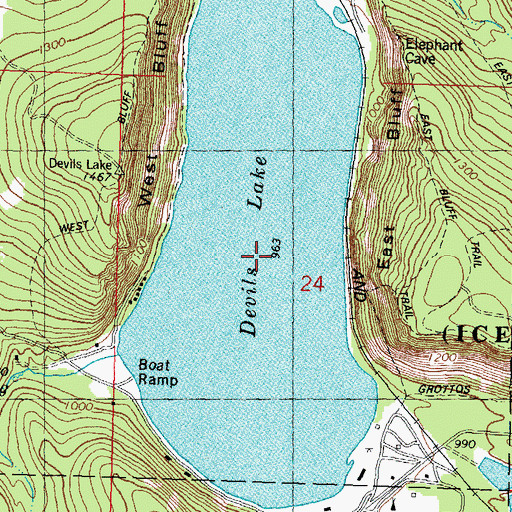 Topographic Map of Devils Lake, WI