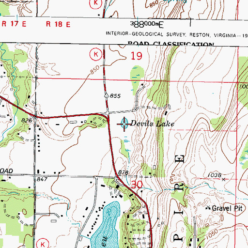 Topographic Map of Devils Lake, WI