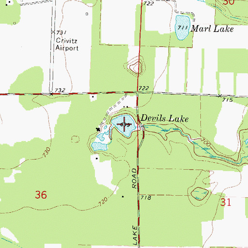 Topographic Map of Devils Lake, WI
