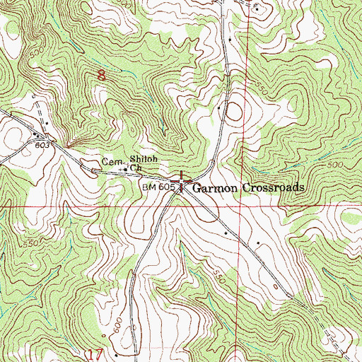 Topographic Map of Garmon Crossroads, AL