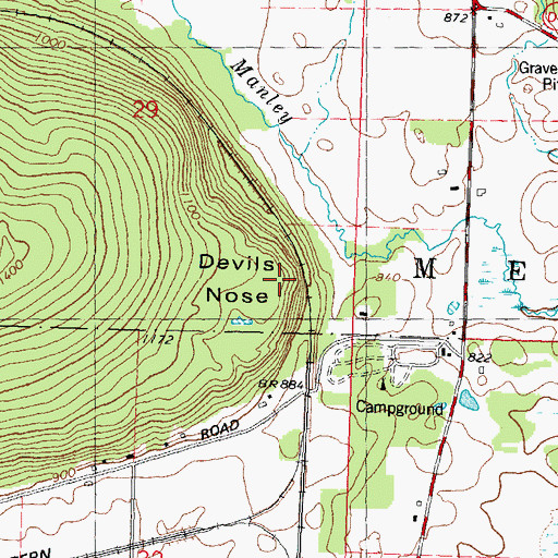 Topographic Map of Devils Nose, WI