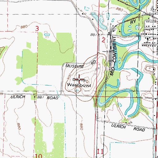 Topographic Map of Devils Washbowl, WI