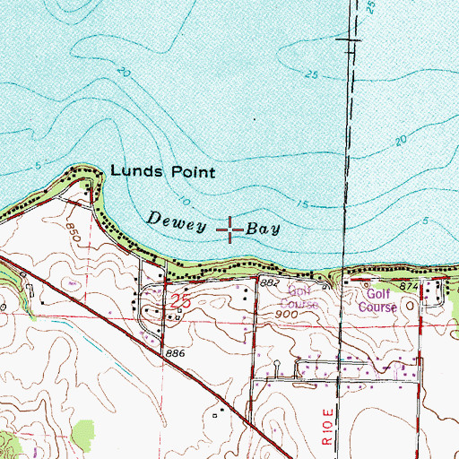 Topographic Map of Dewey Bay, WI