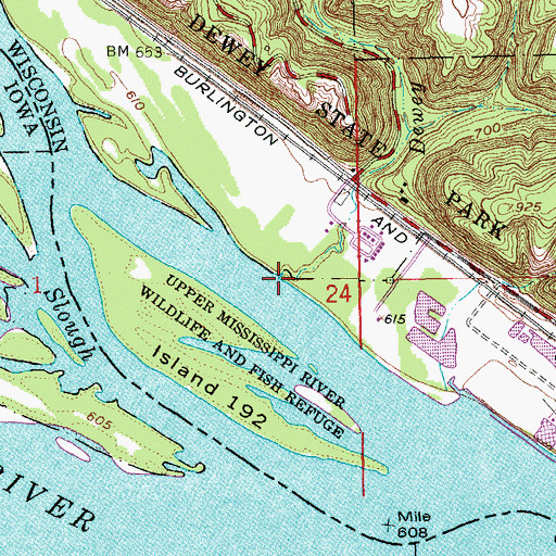 Topographic Map of Dewey Creek, WI