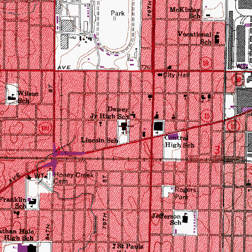 Topographic Map of John Dewey Junior High School, WI