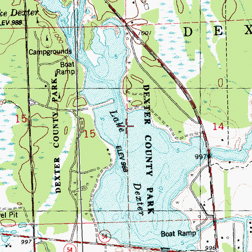 Topographic Map of Lake Dexter, WI