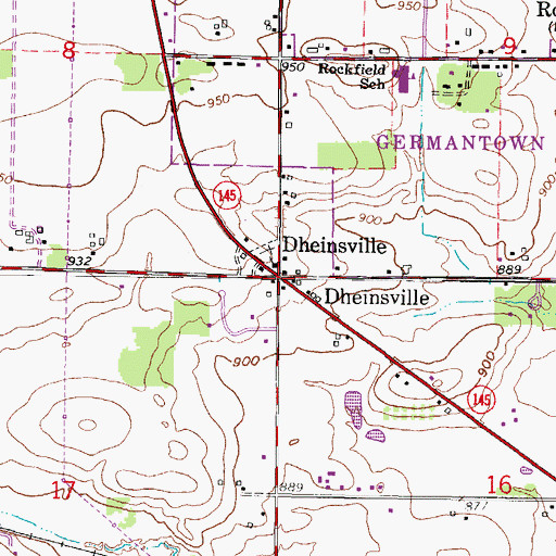 Topographic Map of Dheinsville, WI
