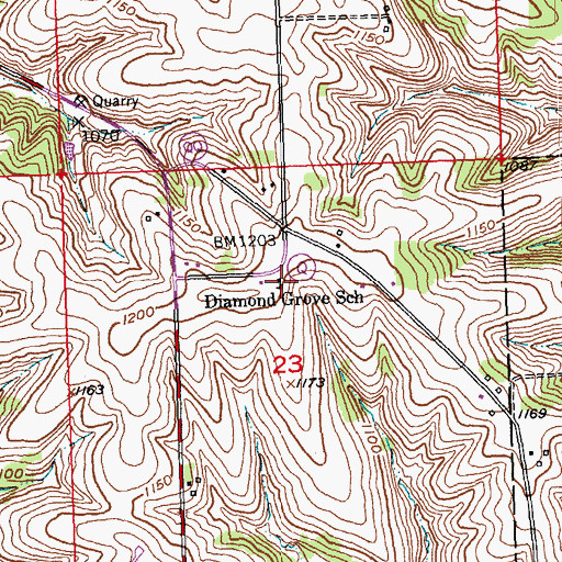 Topographic Map of Diamond Grove School, WI