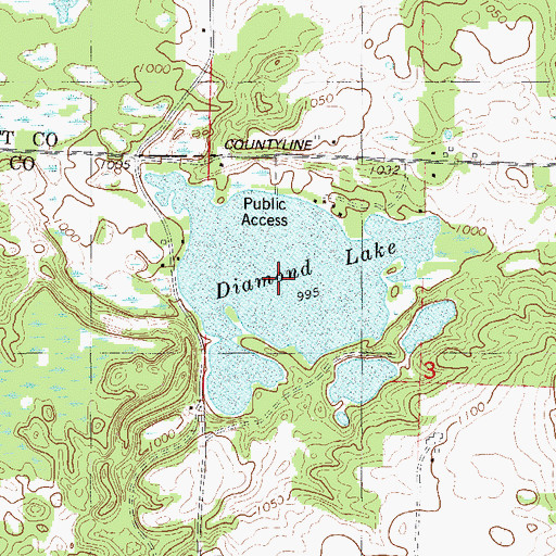 Topographic Map of Diamond Lake, WI