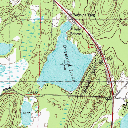 Topographic Map of Diamond Lake, WI