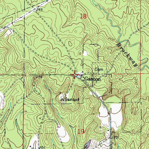 Topographic Map of Gaston, AL
