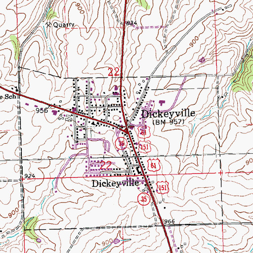 Topographic Map of Dickeyville, WI