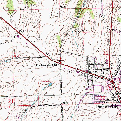 Topographic Map of Dickeyville Elementary School, WI