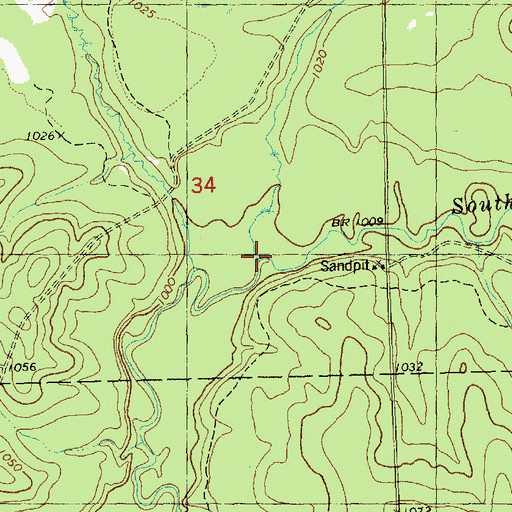 Topographic Map of Dickinson Creek, WI